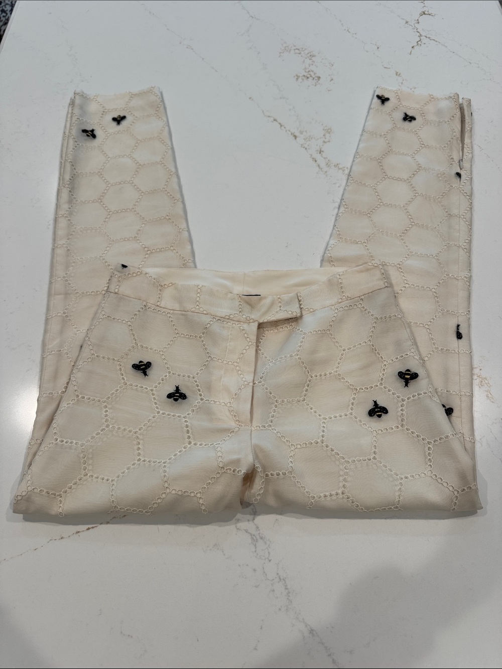 Cynthia Rowley Cream Eyelet with Black Bee Embroidery fully lined & very unique